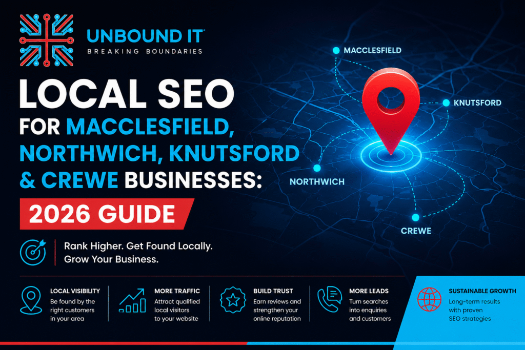 UNBOUND-IT Local SEO Guide 2026 for businesses in Macclesfield, Northwich, Knutsford, and Crewe.
